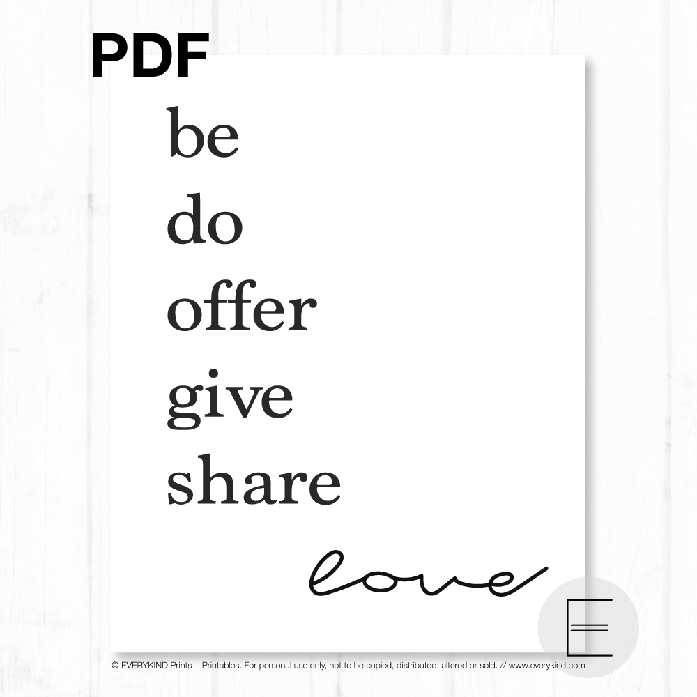 Be do offer give share love PDF by EVERYKIND
