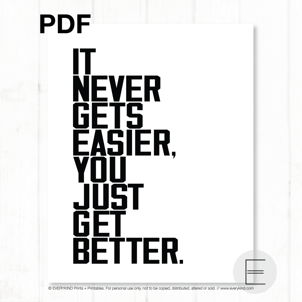 IT NEVER GETS EASIER, YOU JUST GET BETTER PDF BY EVERYKIND